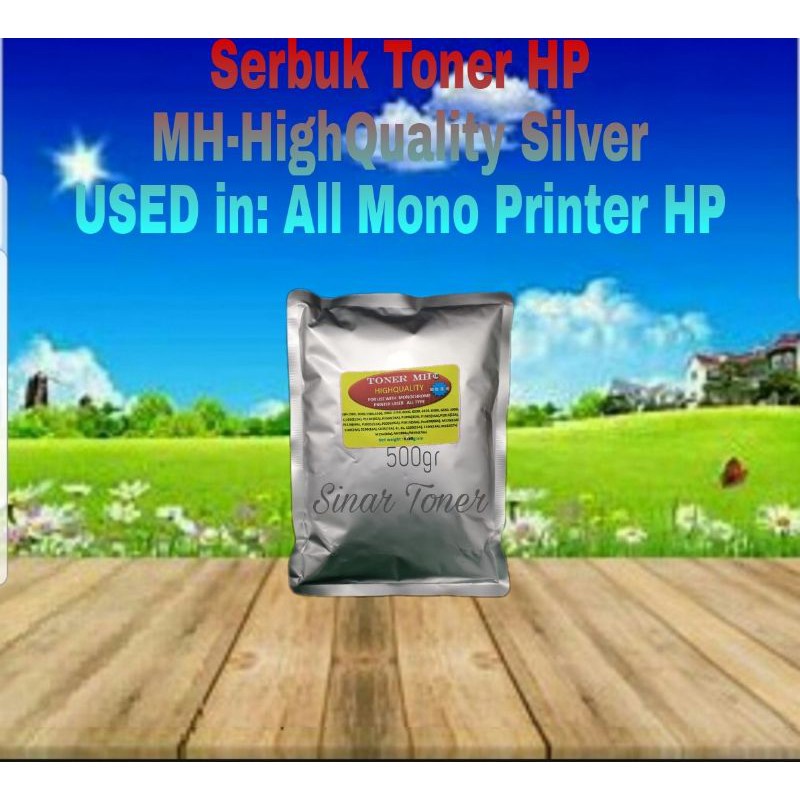 Serbuk Toner MH Silver HP 85A 35A 36A 78A 79A 12A 16A 17A 30A 48A 49A 53A 55A 05A 26A 10A 13A 14A 70A 76A 64A 90A 93A 45A 11A 14A 80A 29A 500 GRAM