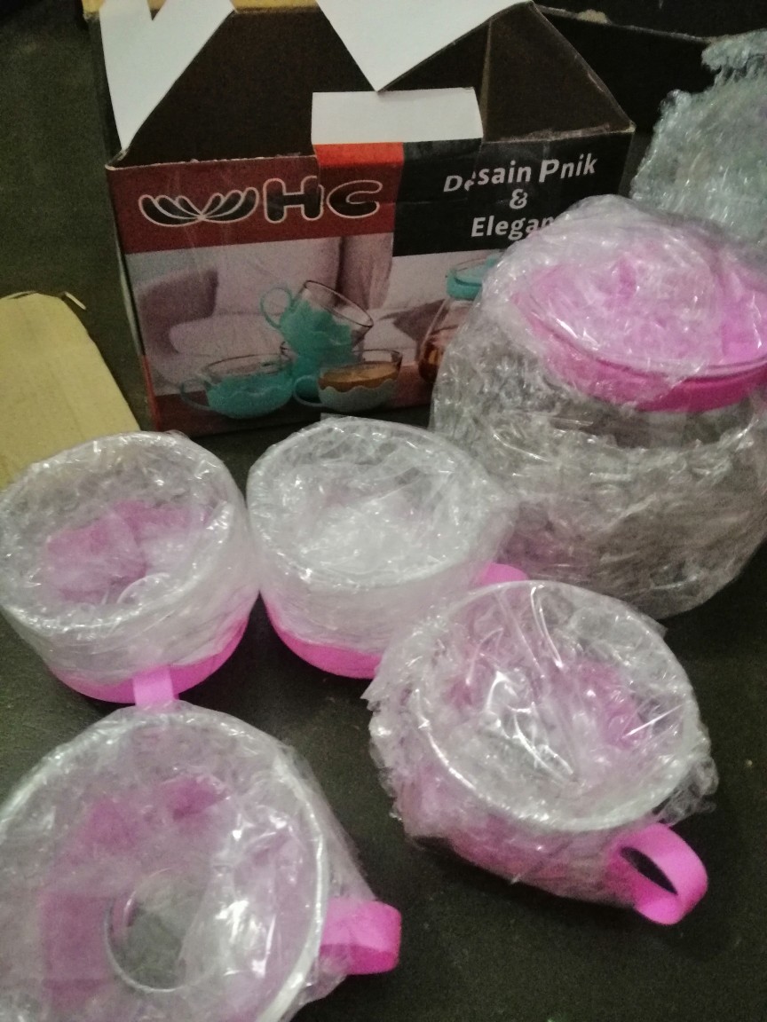 Teapot Kaca 5 In 1 Plus Gelas Teko