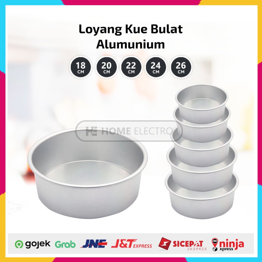 Loyang Kue Bulat Alumunium Round Cake Mold 18cm/20cm/22cm/24cm/26cm