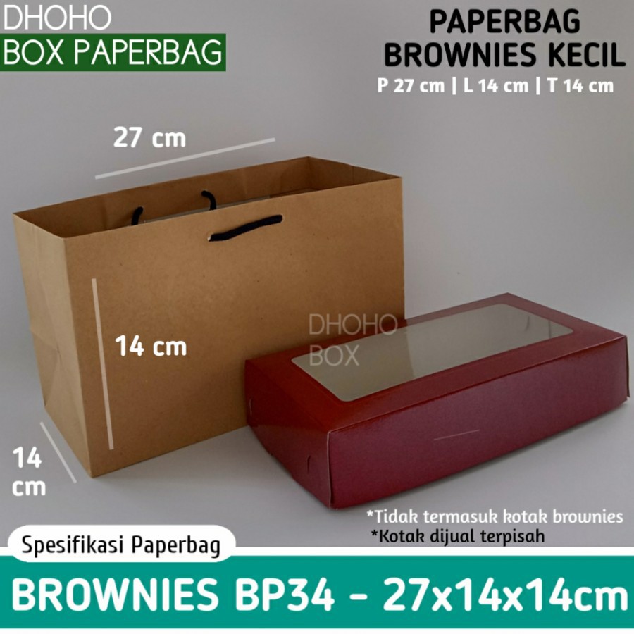 

ISI 12 BIJI paper bag kue roti brownies 27x14x14 bp34 | paperbag bento tas kertas