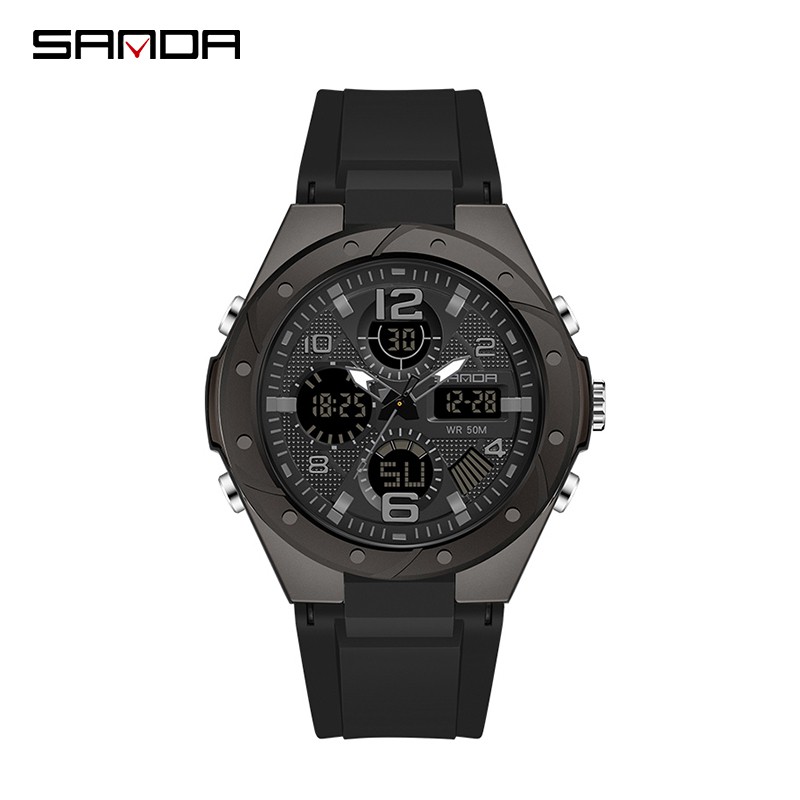 SANDA 6062 Jam Tangan Wanita Digital Analog Dual Time Shockproof Anti Air  WATCHKITE WKOS