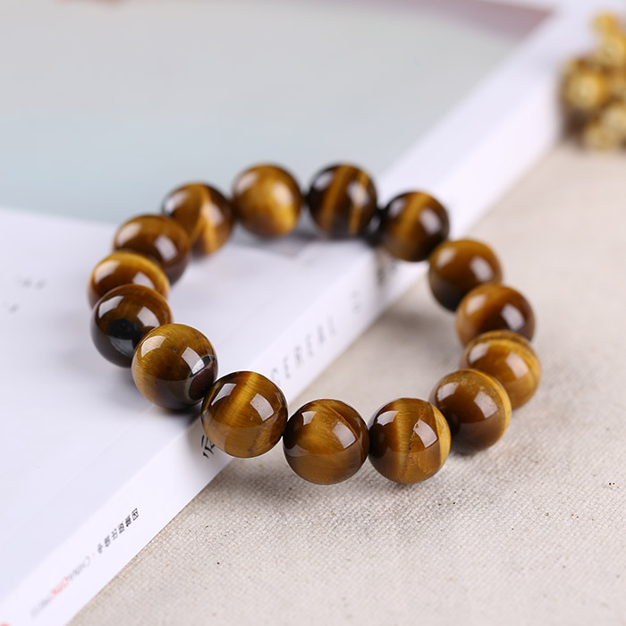 Unisex Natural Tiger Eye Stone Beads Bracelet / Stress Relief Healing Chakra Yoga Bracelet / Wealth and Good Luck Bracelet