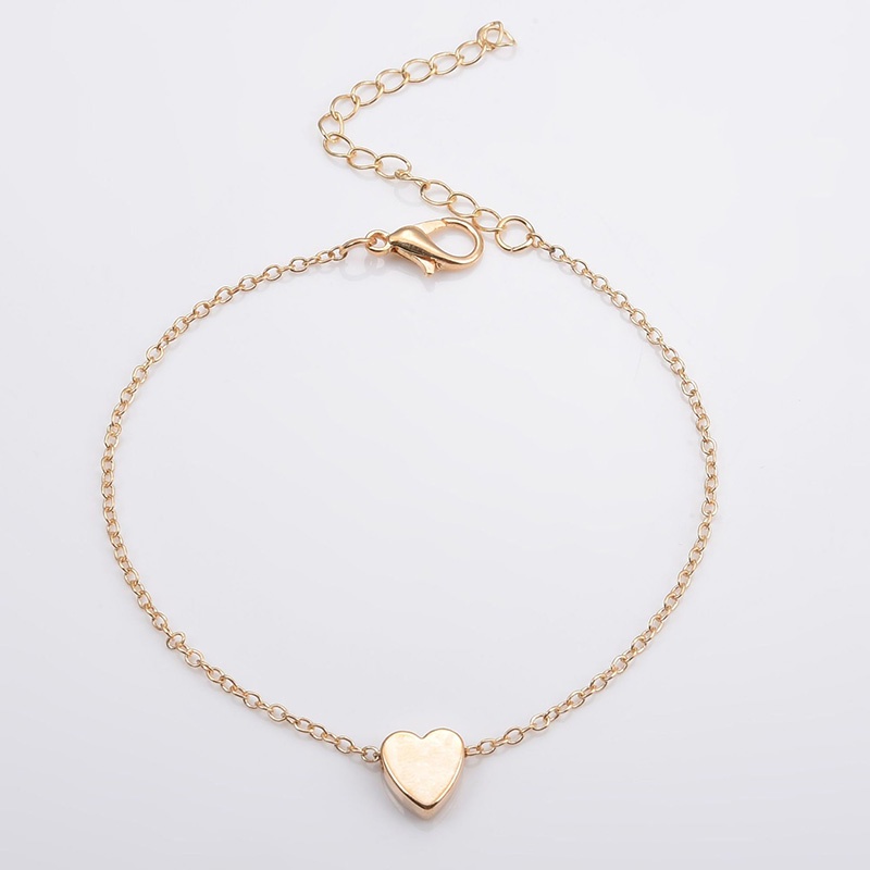 COD Gelang Titaniun Perak Berbentuk Hati Rantai Gelang Tangan Wanita Bunga Bintang Liontin Korea Fashion Gelang Wanita-Cinta-Gold