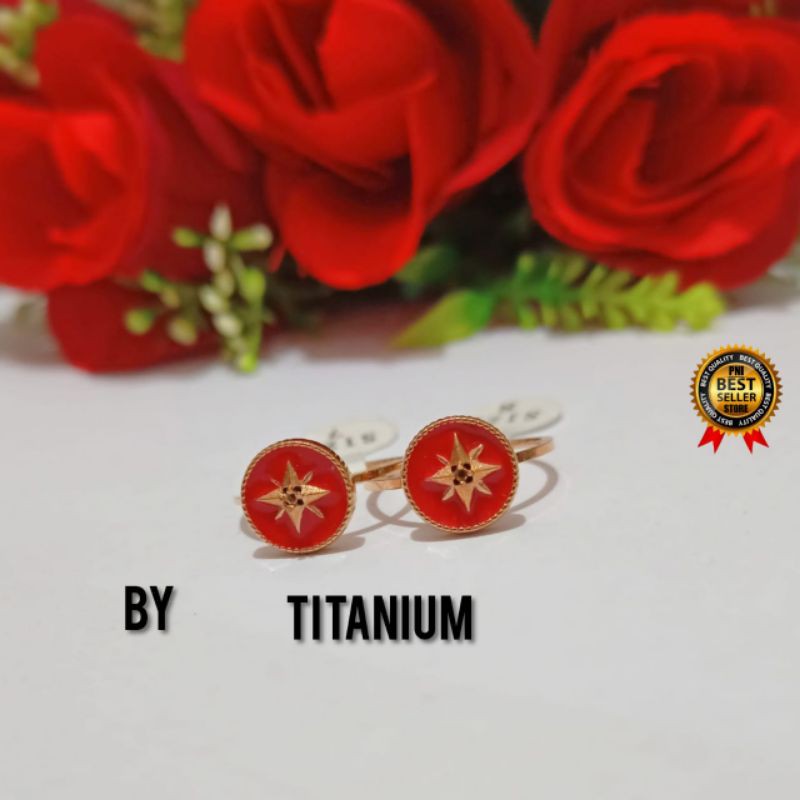 Cincin cantik Titanium motif pilihan 1pcs warna gold dan silver