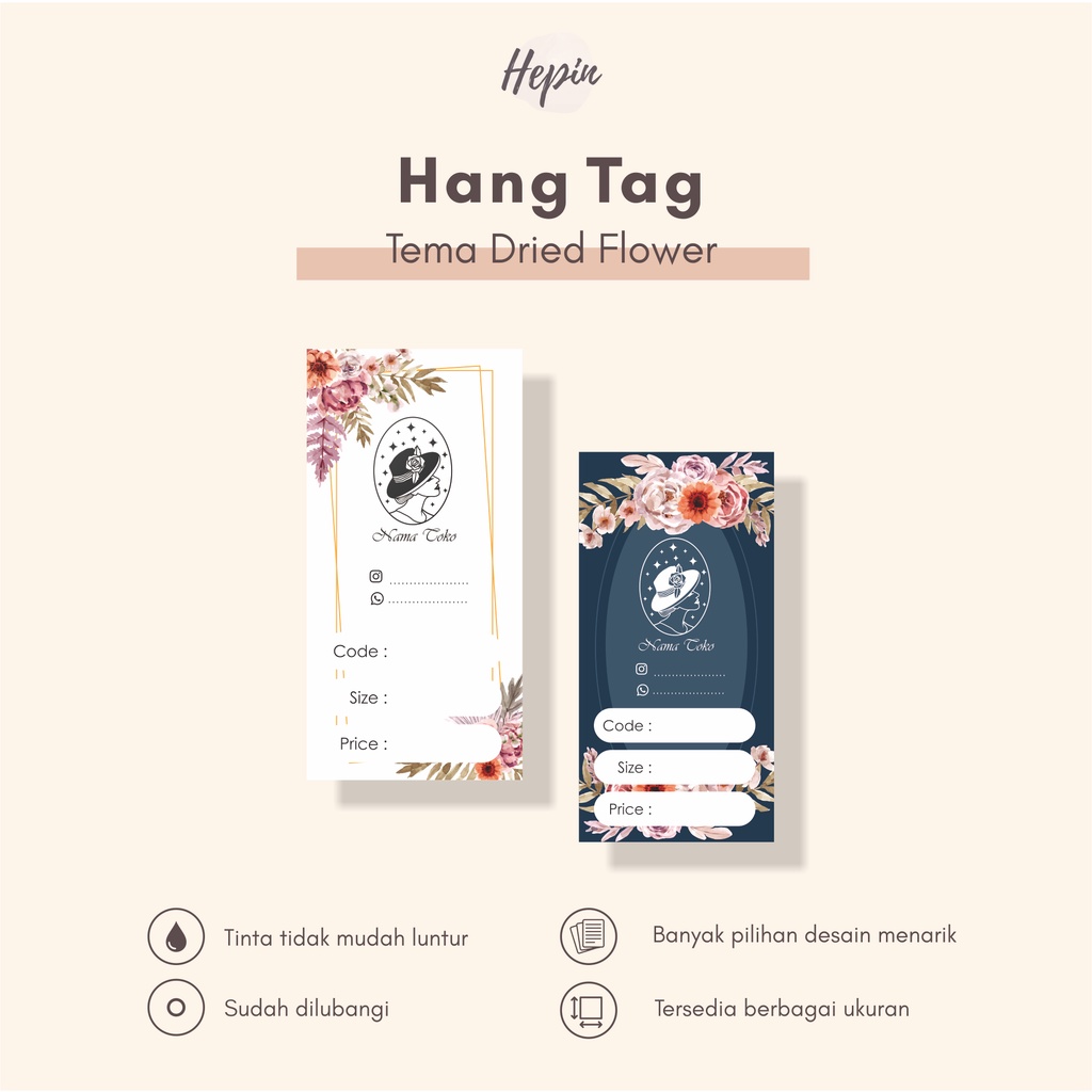 

Murah cetak hang tag murah edisi DRIED FLOWER/bisa custom/label hangtag baju