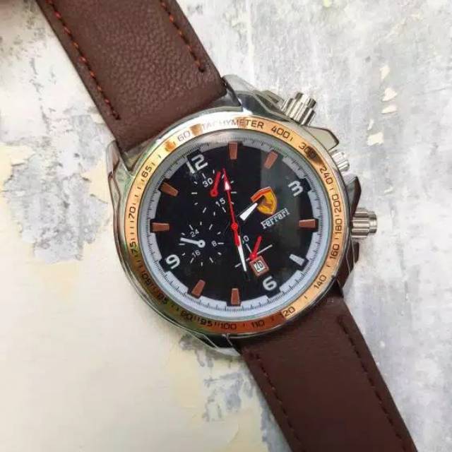 JAM TANGAN PRIA FERRARI TGL KULIT MURAH