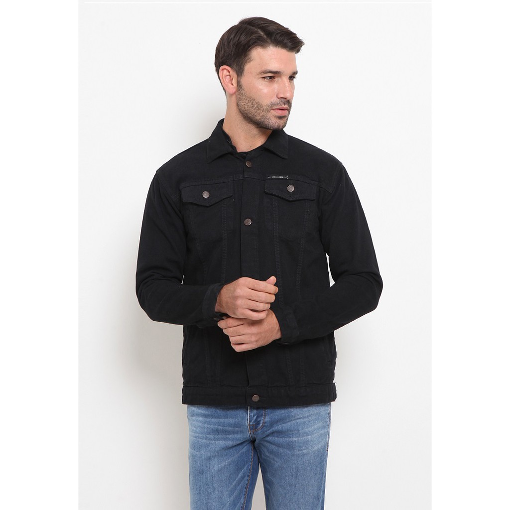 HEMMEH Jaket Jeans Hitam Polos Jaket Denim Hitam Polos Jaket Pria Jaket Jeans Pria