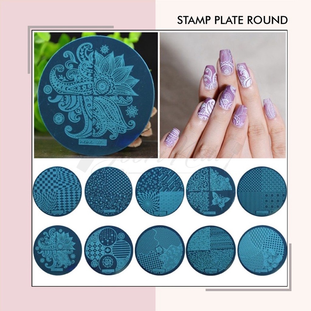 Stamping plate round nail art stamp plate piring cetakan stamper nail