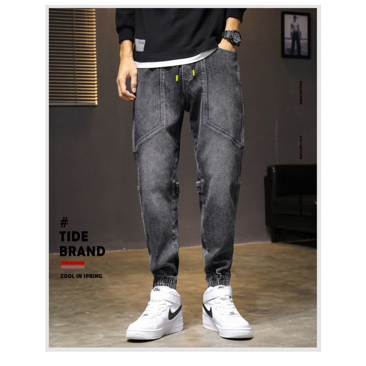 CELANA JEANS PRIA FASHION,CELANA JEANS HITAM,CELANA NORMAL STYLE,2022 TERBARU CELANA HIP-HOP