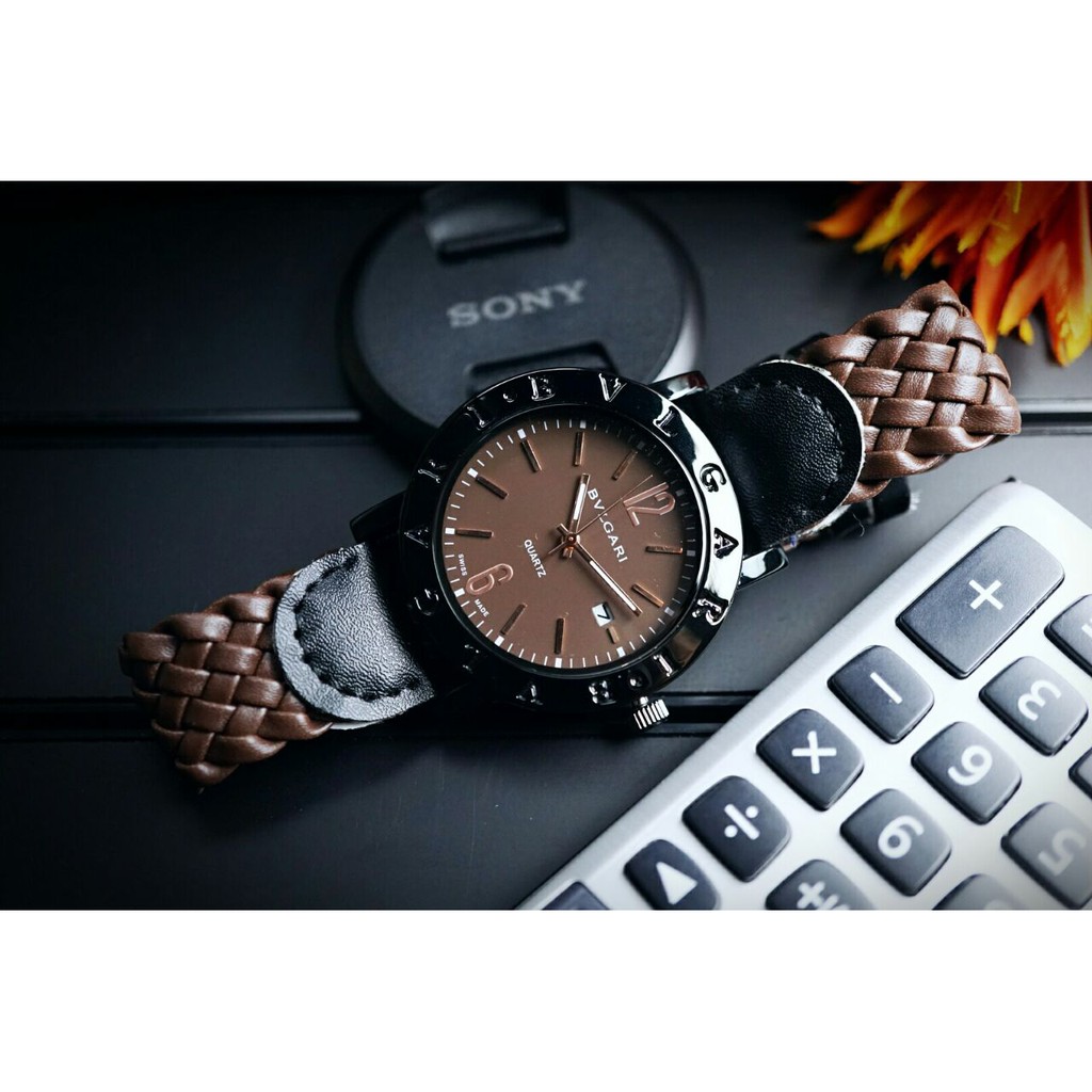 Jam Tangan Wanita Bulgari Date Leather Strap