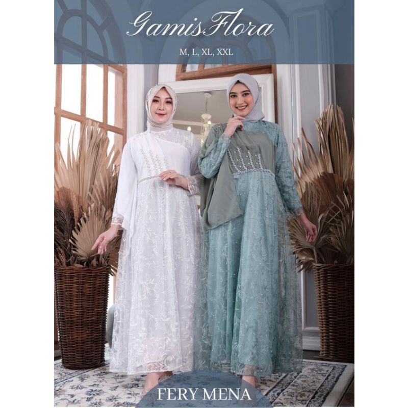 Realpict gamis lebaran terbaruu//gamis pesta terlaris//gamis flora//gamiis tulle mewah