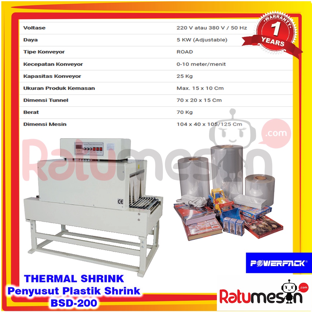Thermal Shrink / Mesin Penyusut Plastik Shrink BSD-200 POWERPACK