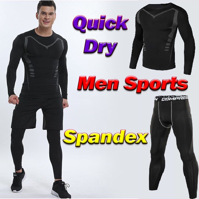 Set Kaus Celana Pria Long John Kaos Olahraga Cepat kering Spandex Indoor Outdoor Fitness Tracksuit Workout Quick Dry Pria Gaya Baru Olahraga Gym Kebugaran Kompresi Olahraga Setelan Pakaian Lari Jogging Olahraga Memakai Latihan Latihan Ketat