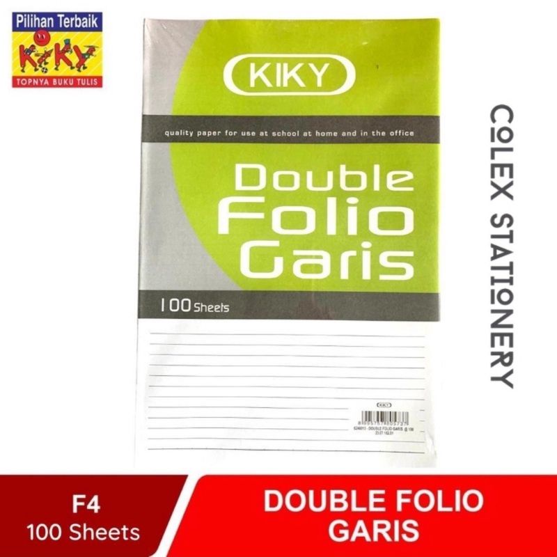 

Kertas double folio Kiky 100 lembar bergaris