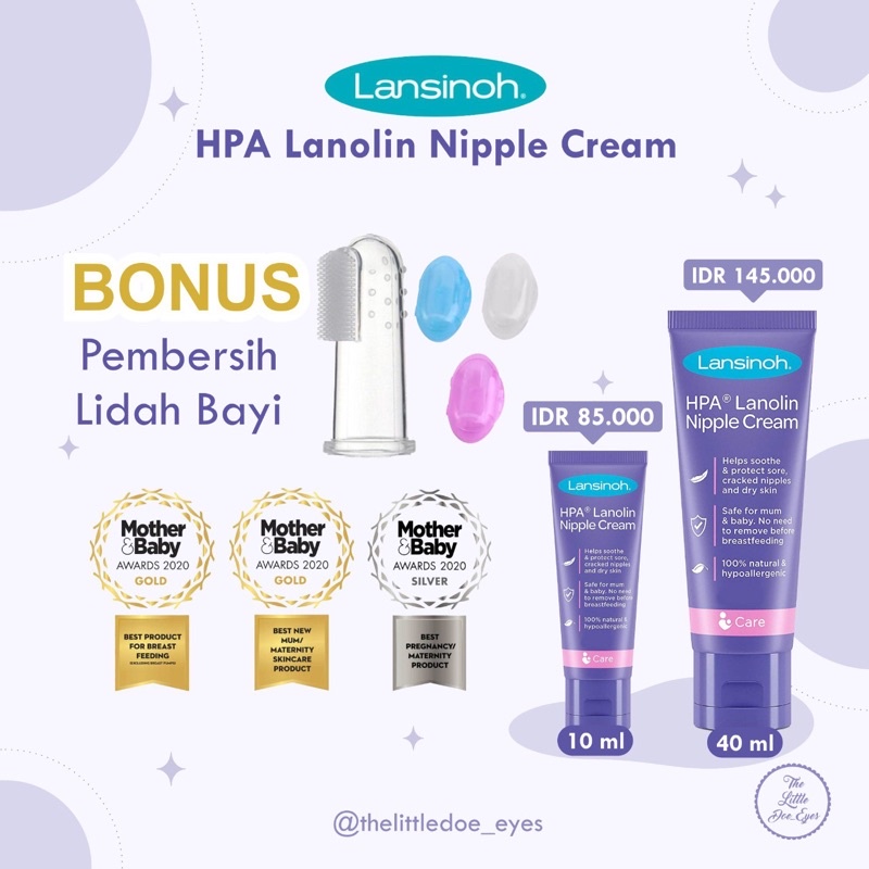 [READY] Lansinoh HPA Lanolin Nipple Cream bonus oral cleaner