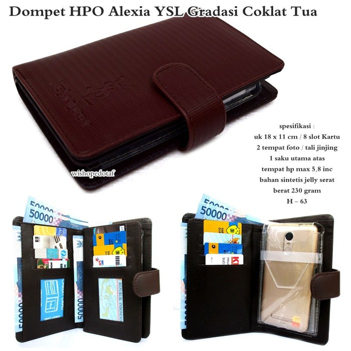 HOT PRODUCT dompet wanita hpo alexia YSL gradasi 1hp max 5 8inc coklat tua Murah