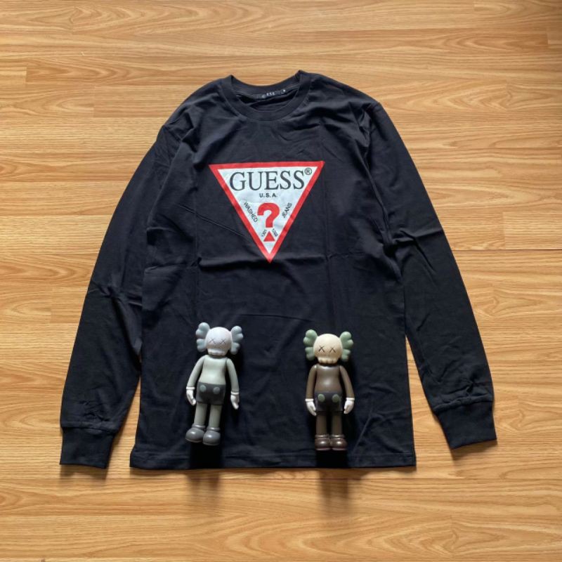 KAOS LENGAN PANJANG /LONGSLEEVE GUESS LOGO BASIC BLACK