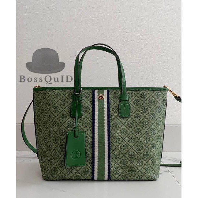 Tory Burch T Monogram Coated Canvas Small Tote Bag Arugula