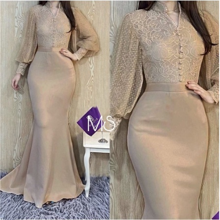 Baju Gamis Wanita Remaja Terbaru 2022 Model Kekinian Duyung Bhan Brukat Modern Pesta Kondangan  Leba