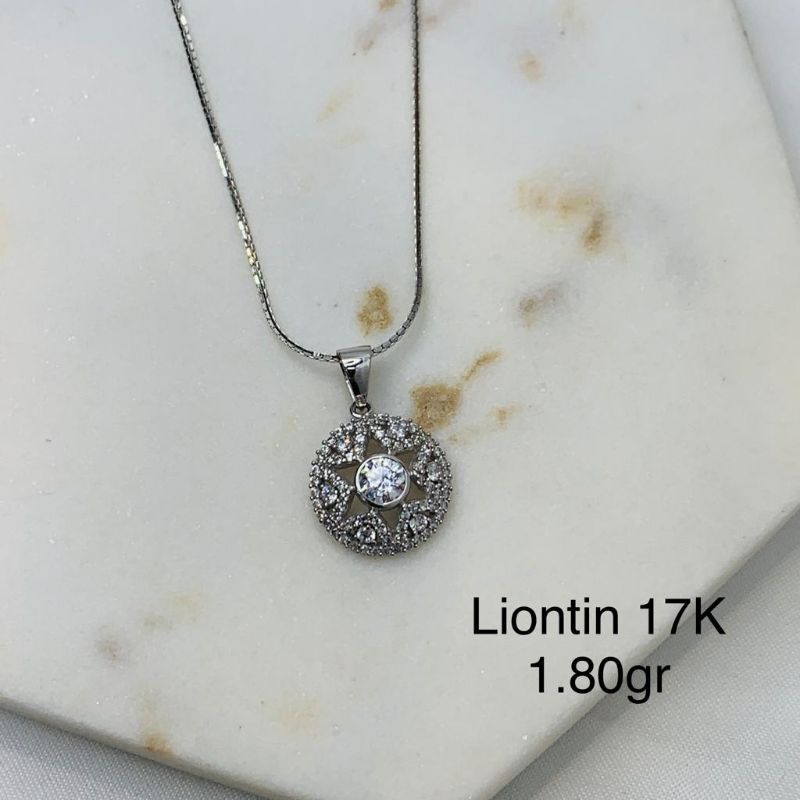 Liontin Kalung Putih Emas Asli Kadar 750 17K Model Bintang Stars