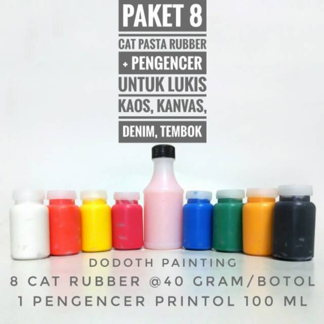 

Paket 8 Cat Pasta Rubber Lukis Kaos, Kanvas, Denim, Tembok + Pengencer