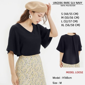 Blouse Wanita Casual Japan Chiffon Polos (UNQ186 RARE SLV)-3