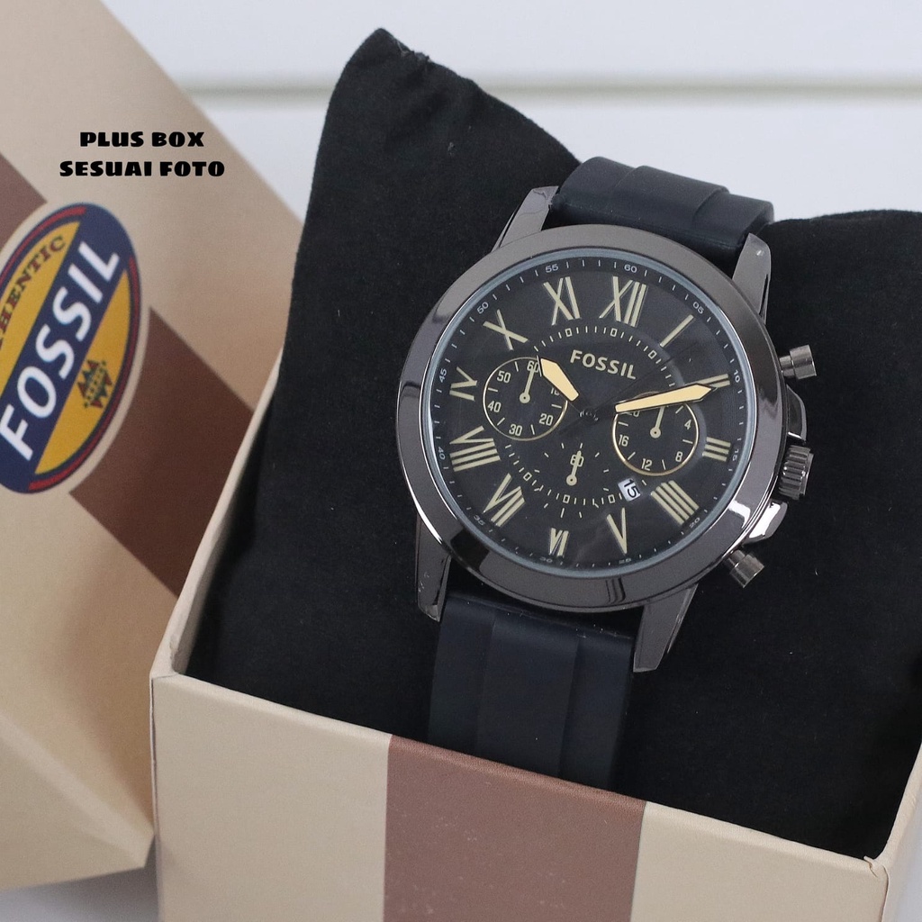 Grosiran Jam Tangan Pria FI45100SE Analog Strap Rubber Tanggal Aktif Free Box Exclusive (COD)