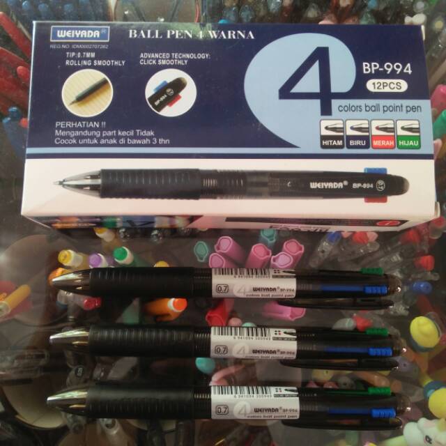 

Bolpen 4 warna isi 12pcs