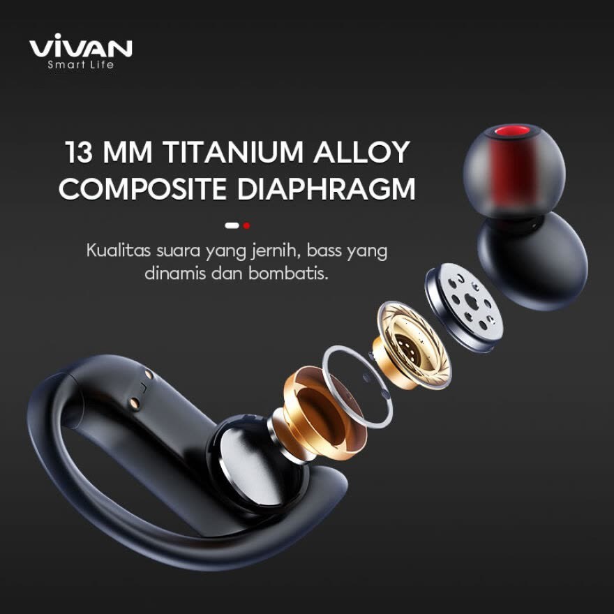 VIVAN Sport X Earphones Headset TWS Bluetooth 5.0 Waterproof IPX5 - Garansi Resmi 1 Tahun