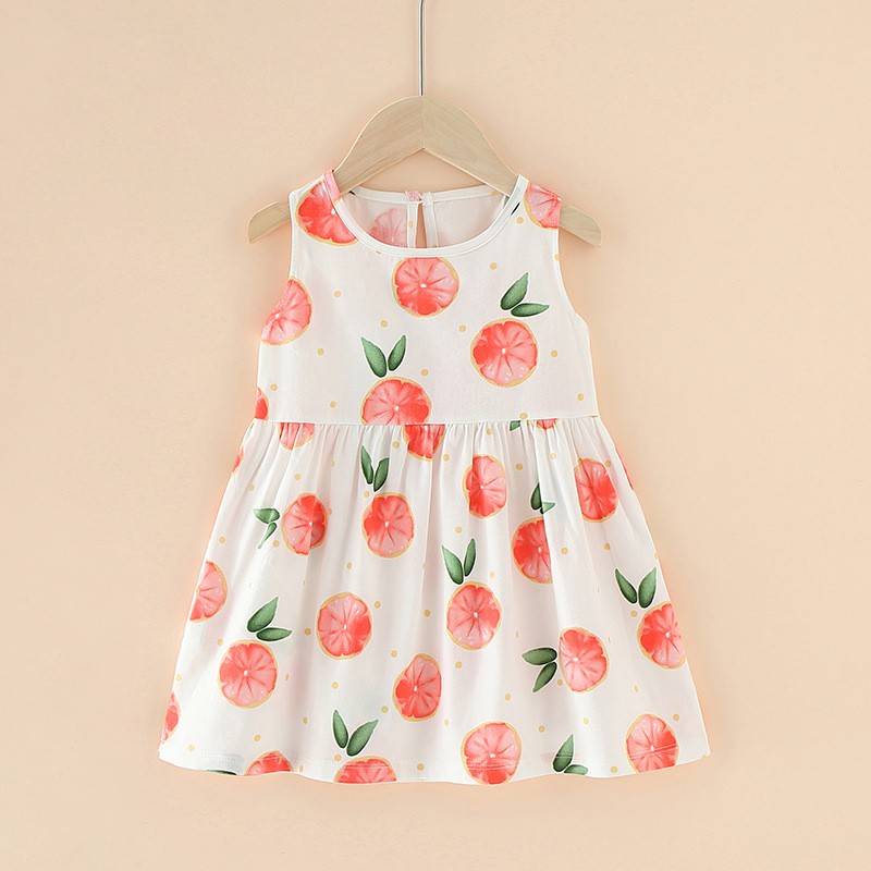 BABYSICAL 1-4 Thn - Aneka Dress anak Dress Bayi Korea Cotton Bamboo Motif Premium-Peach Putih