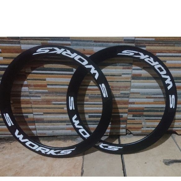 rims velg sepeda lipat minion 20 murni 406 tinggi rims 4cm Merk s-works by sakoni sepasang