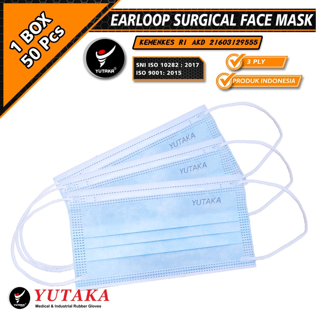 Yutaka Surgical Mask 3ply / Masker Medis Yutaka 3 ply