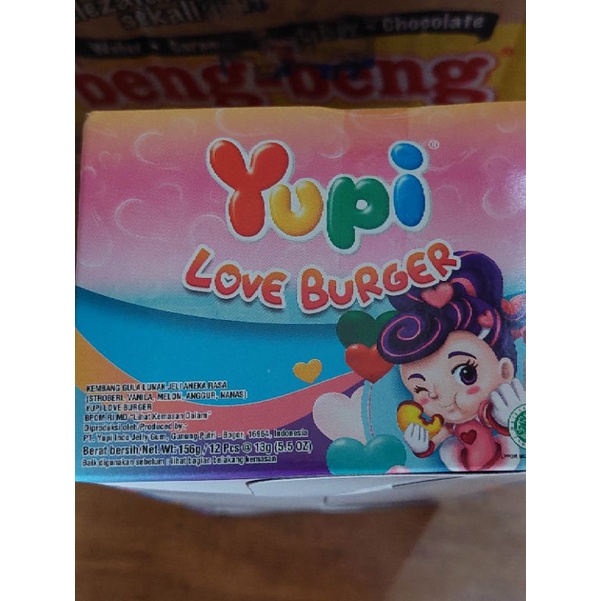 Yupi Love Burger 1 Box isi 12 Pcs