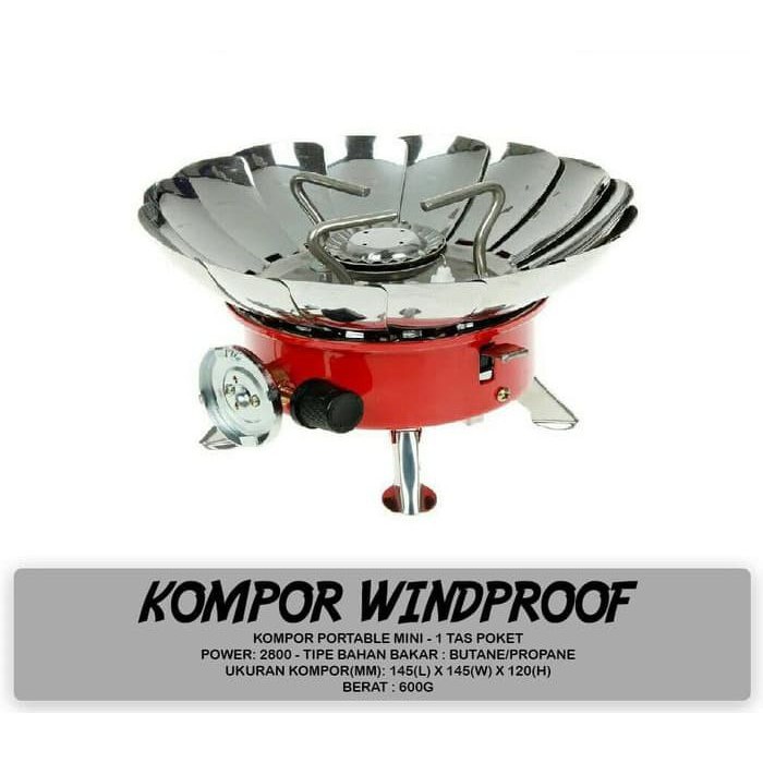 【COD】 Kompor Portable Mini Windproof` Kembang Cooking Mawar Kemah Outdoor Windprof Anti Angin