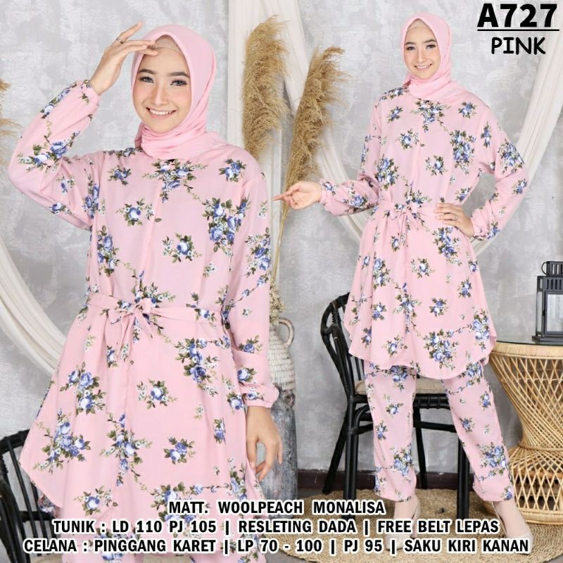 Set Belvi / setelan celana wanita motif Bunga