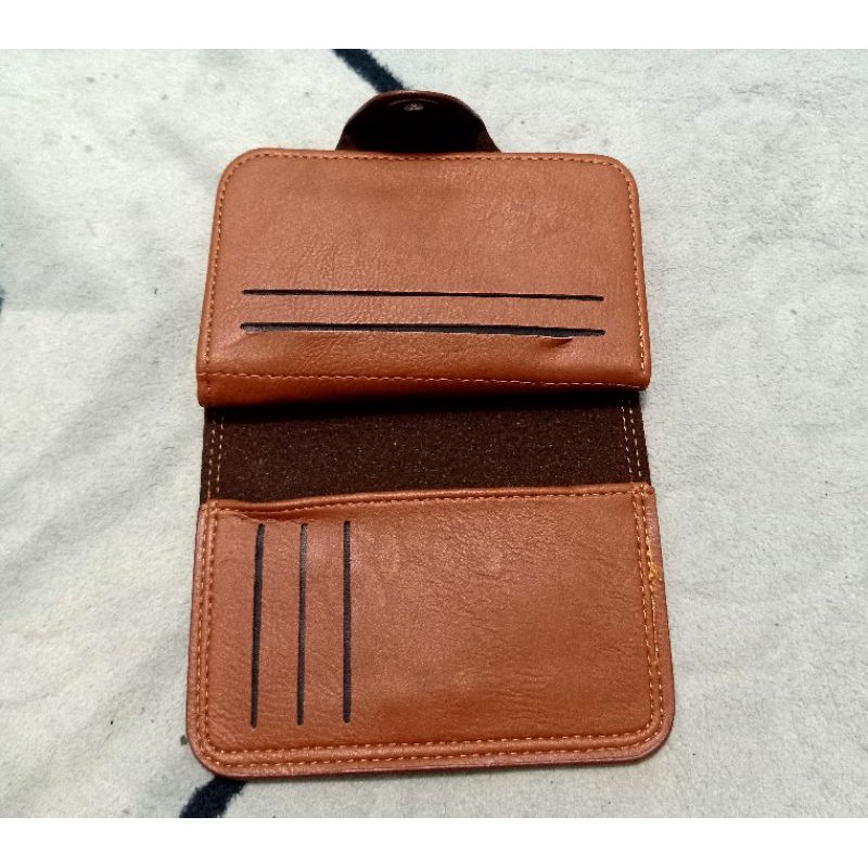 MORTEGA Dompet pria Kulit Lipat Model Kancing Magnet Ukuran 3/4