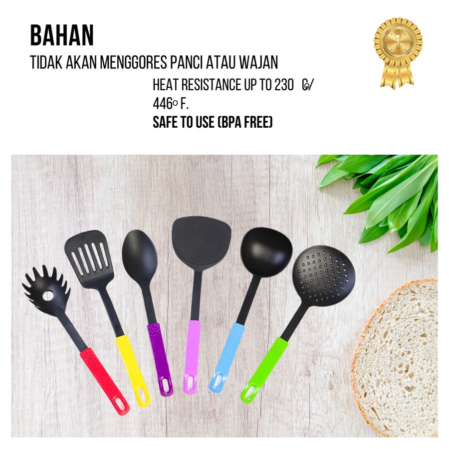 Spatula Set Sutil Sodet Sendok Sayur Set 6in1 6pcs Kualitas Premium