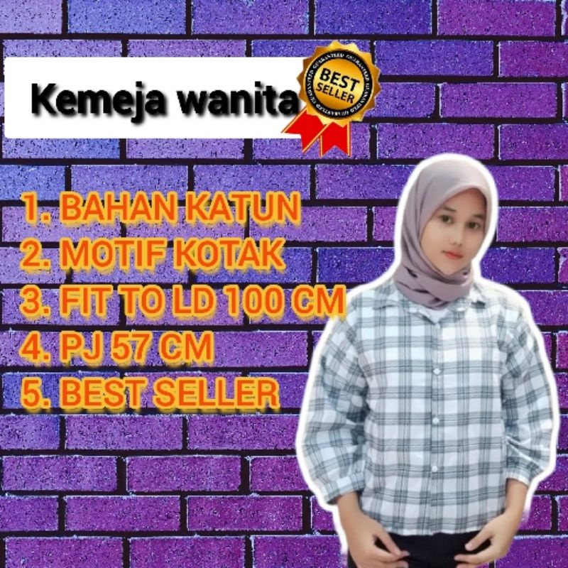 Kemeja wanita kotak warna putih, hitam, cream, crem, Navi bisa buat sante dan jalan-jalan baju perem