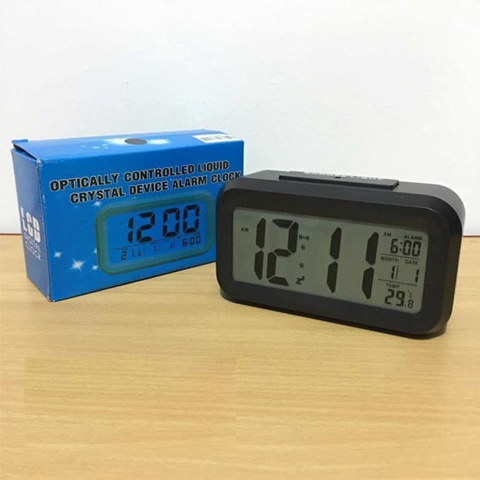 Jam meja digital alarm + pengatur suhu ruang LED Display 5inch + BATRE - JAM01