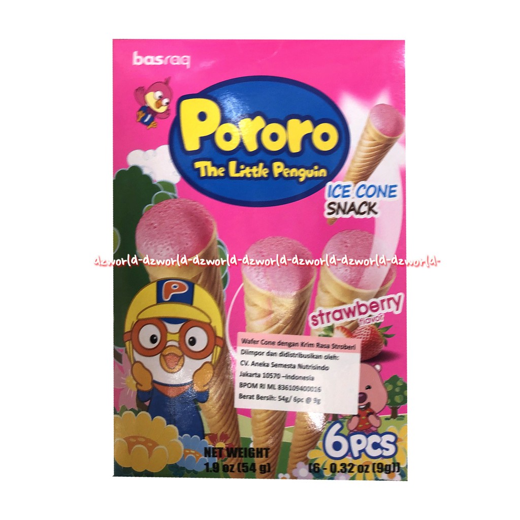 Pororo Ice Cone Snack Chocolate 6pcs Cemilan Strawberry