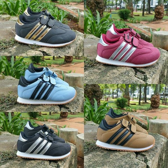 Adidas Neo Anak size 23 - 32 sepatu pria tanpa tali hitam cokelat biru turun harga 54 7