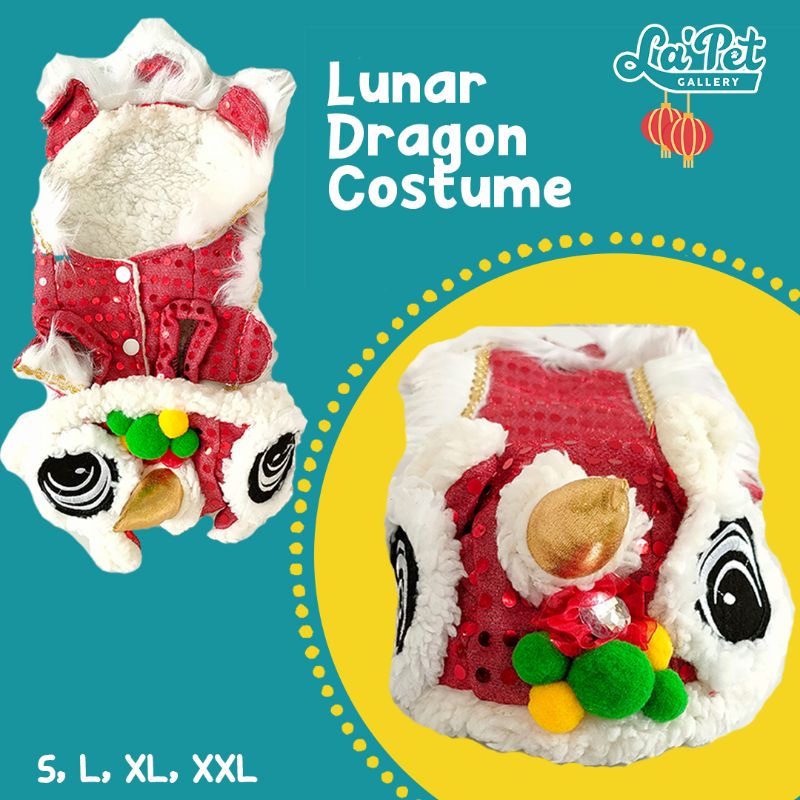 lapet baju kostum imlek anjing kucing motif barongsai   baju kostum barongsai untuk anjing kucing   