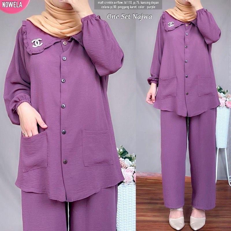 NAJWA Set Crinkle Airflow Ld 110 - Setelan wanita terbaru najwa set / Setelan crinkle airflow premiu