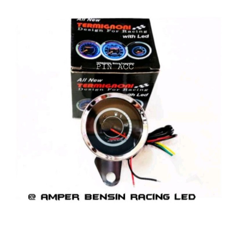 Speedometer Fuel Meter Bensin Jarum Led / Ampere Bensin Analog Led Anti Air warna cp crom/hitam