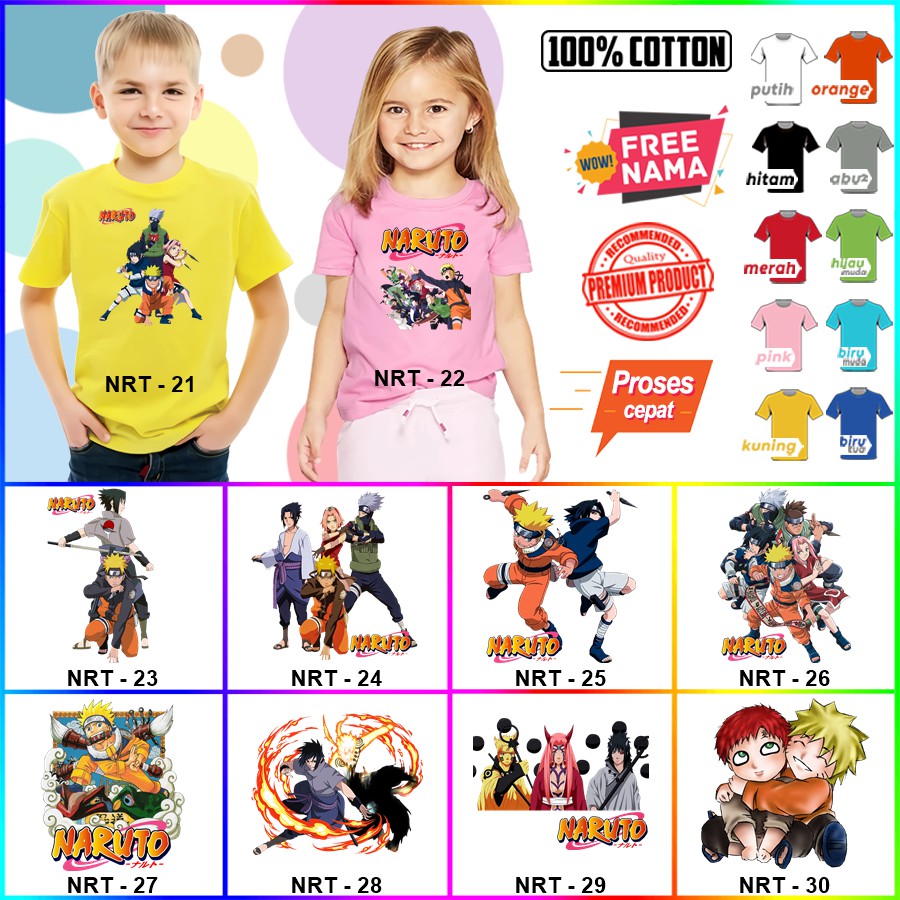 Baju Kaos ANAK DAN DEWASA NARUTO COUPLE (FREE NAMA) 51 - 100