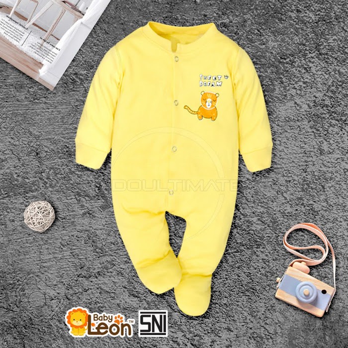 Baju Tidur BAYI Laki Laki Perempuan 0 6 12 Bulan/1 Tahun  BABY LEON Set/SETELAN Lengan Panjang IMPORT Motif Lucu Piama Pajamas Pajama Piyama Bodysuit Body Jumper Jumpsuit Legging Leging Lejing Girl Boy Cowok Cewek Sleepsuit GY052-TIGER SINGLE
