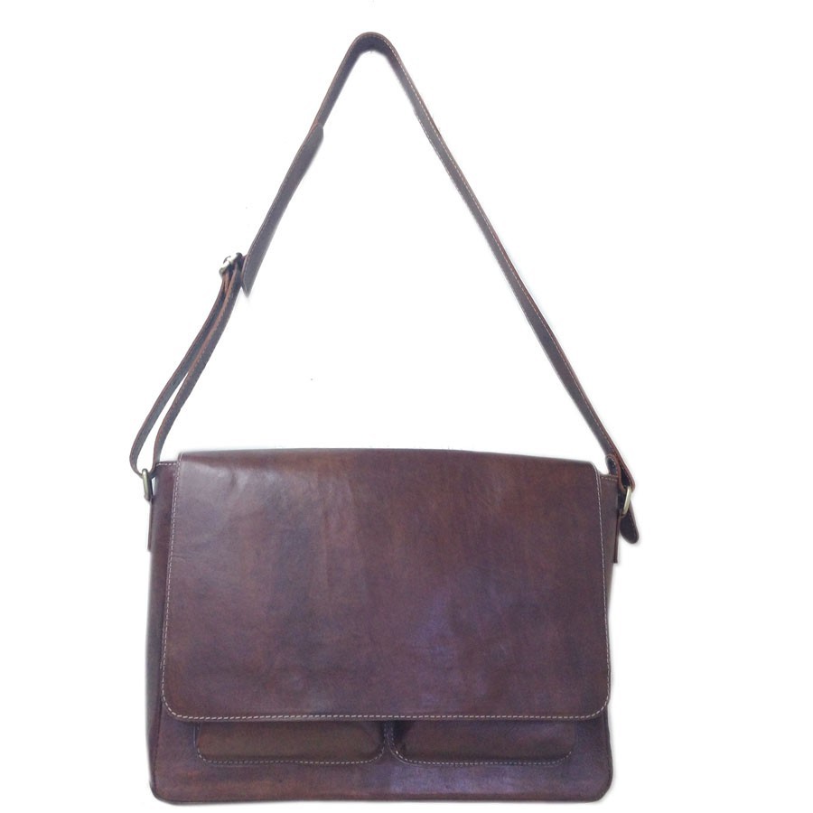 Hot Promo Tas Kulit Asli - Tas Kulit Pria - Postman xl polos nabati tutup magnet - jati Baru