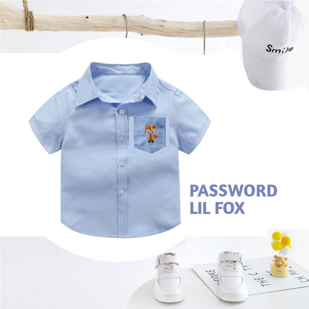 plazababyku PASSWORD ATASAN KEMEJA LIL FOX Baju Anak Laki Bahan Oxford 1 - 7 Tahun