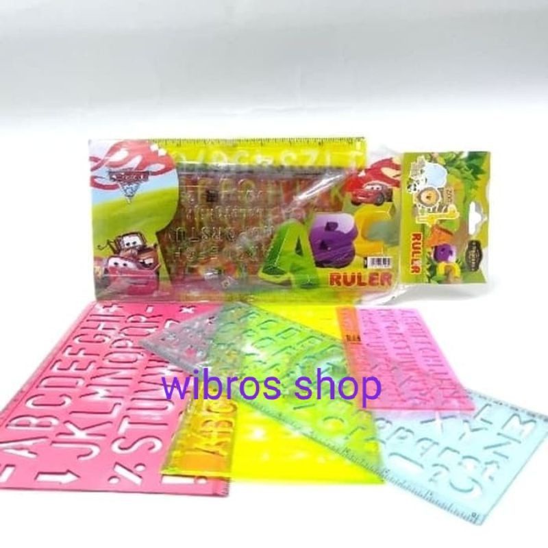 

penggaris huruf Dan angka set isi 4 pcs 389