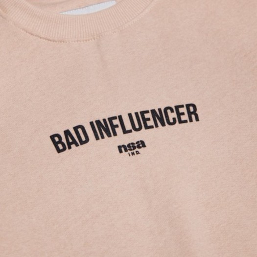 NSA IND Crewneck Sweater Sweatshirt /Bad Influencer / Creamy Beige-1